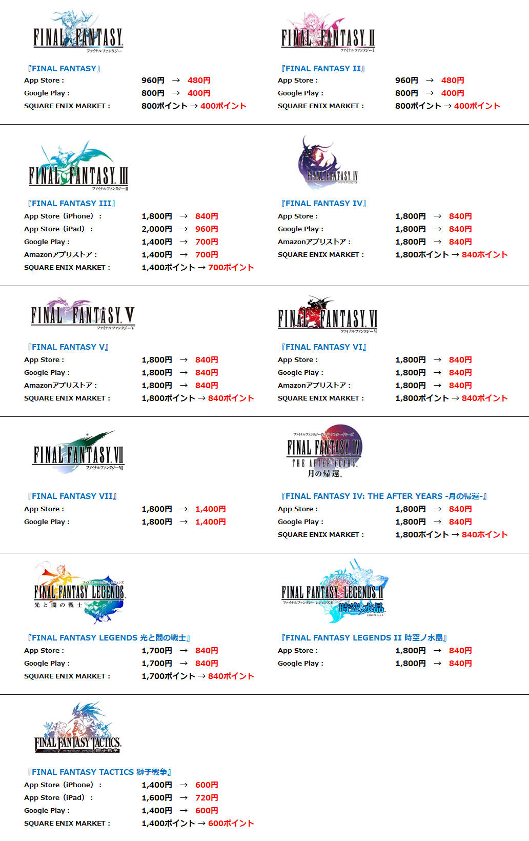 スクエニ、『FF』シリーズのゲームアプリが最大50％OFFになる「E3 Weekセール」を本日より開始 6月17日までの期間限定で | gamebiz