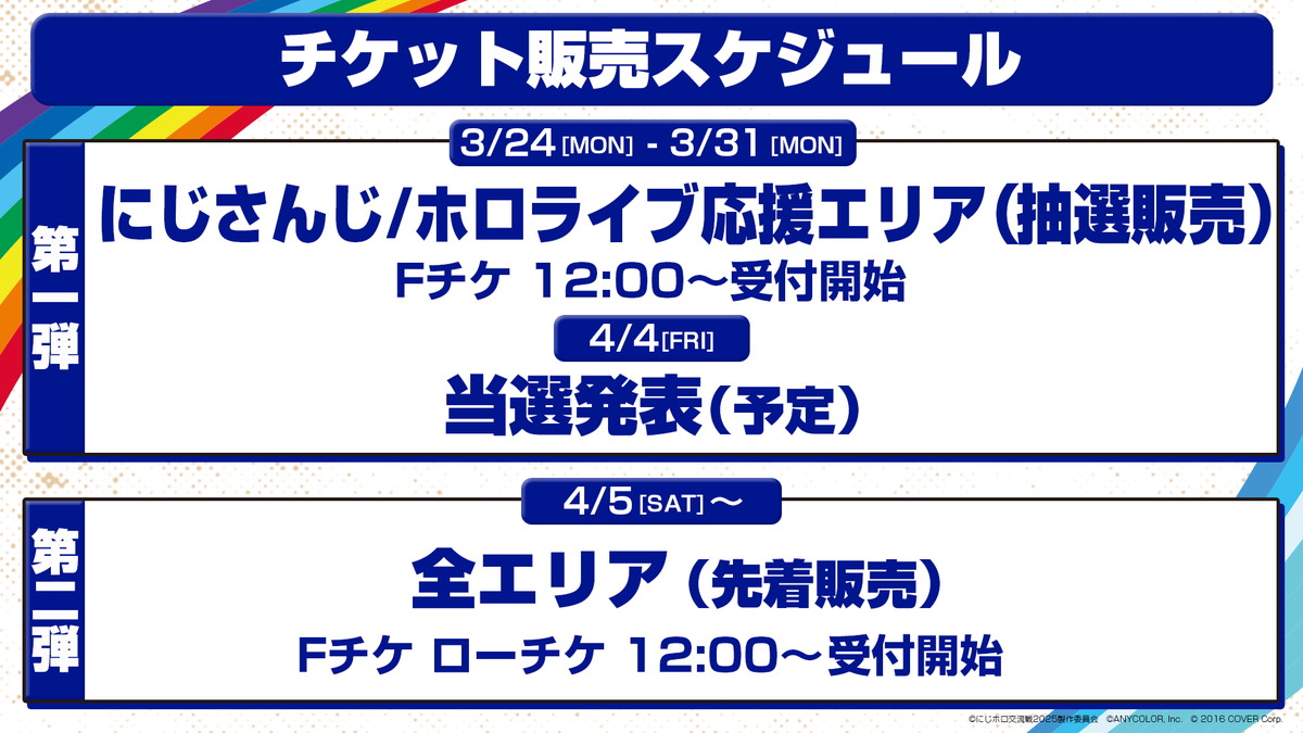 にじホロ交流戦2025」の観戦チケット第一弾の抽選販売が開始