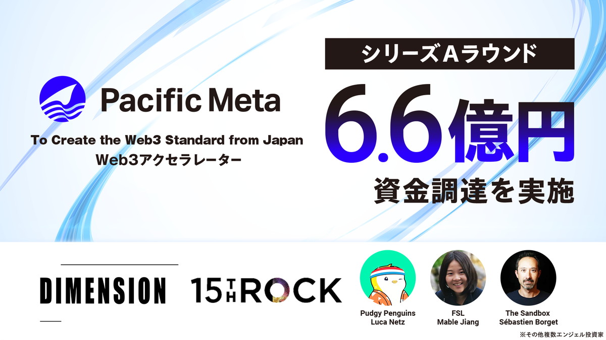 Pacific Meta 在 A 輪融資中籌集了總計 6.6 億日圓的資金