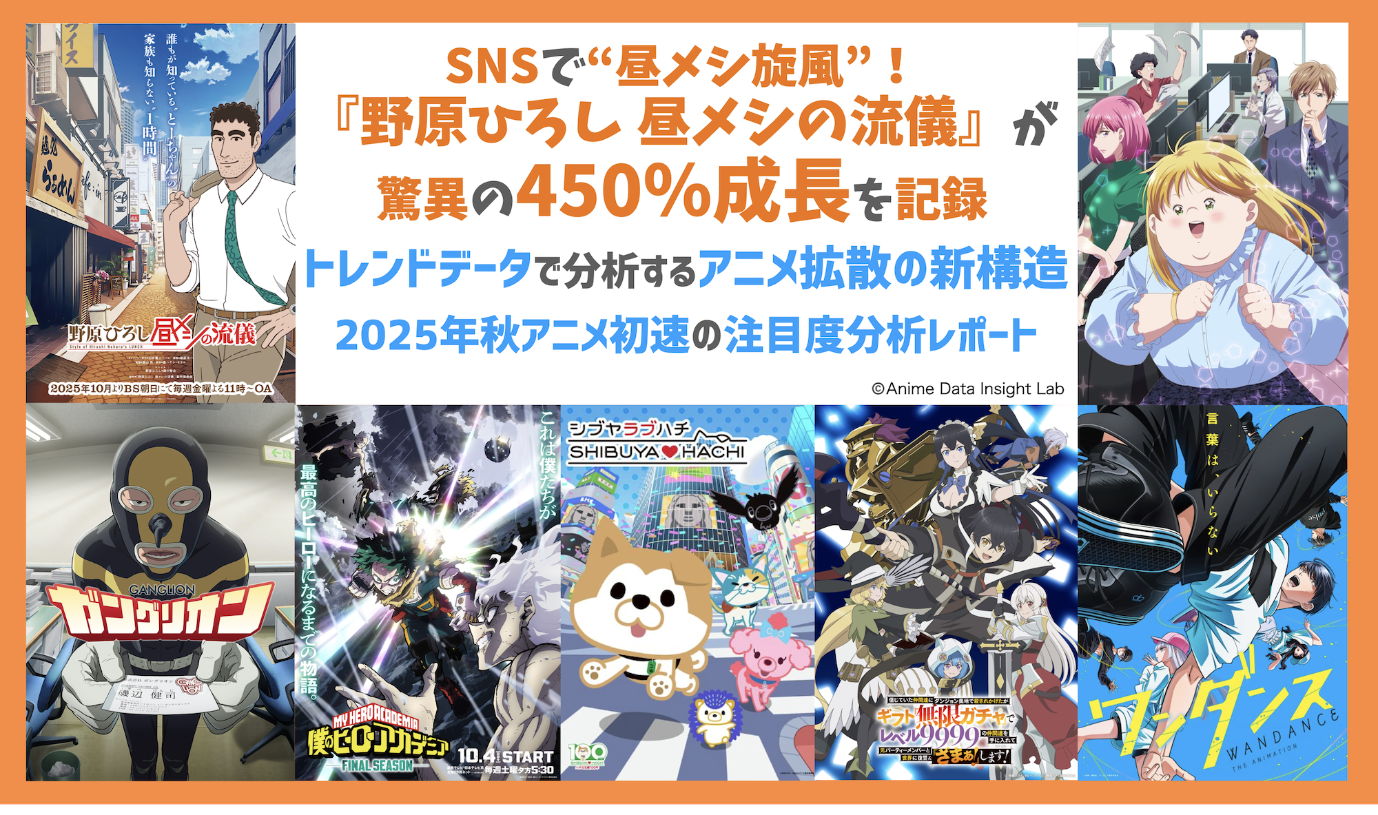 昼メシ旋風がSNSに吹き荒れる　『野原ひろし 昼メシの流儀』が驚異の450％成長　25年秋アニメ初速の注目度分析レポートを公開
